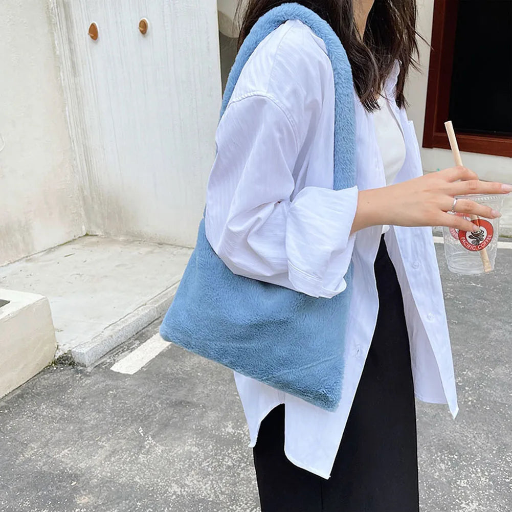Plush Cherry Pattern Shoulder Bag Women's Small Handbag