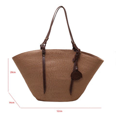 XL Tote Straw Bag Women Hand-Woven Beach Shoulder Bag