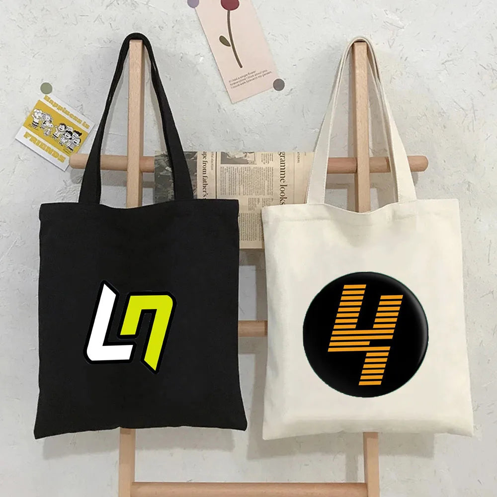 F1 Lando Norris Bottas Racing Car Canvas Shopper Bag Eco Tote Handbag