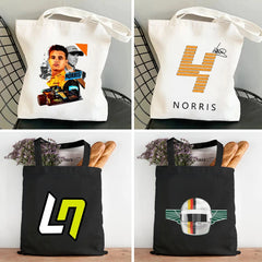 F1 Lando Norris Bottas Racing Car Canvas Shopper Bag Eco Tote Handbag