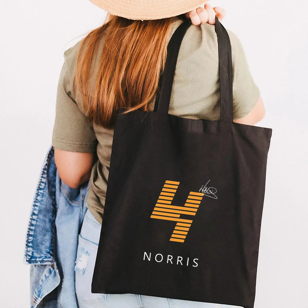 F1 Lando Norris Bottas Racing Car Canvas Shopper Bag Eco Tote Handbag