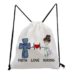 Nurse Doctor Printed Backpacks for Students Shoes Storage Bag