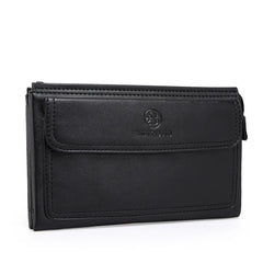 Men's Zippered Leather Wallet Long Phone Clutch Bag