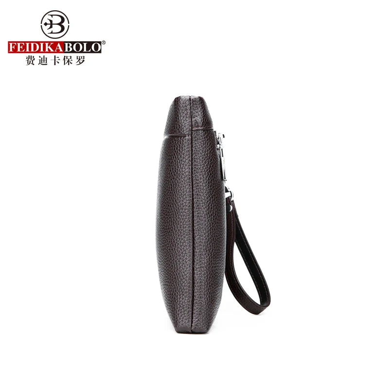 Men's Soft Leather Clutch Bag High-Quality Large Capacity