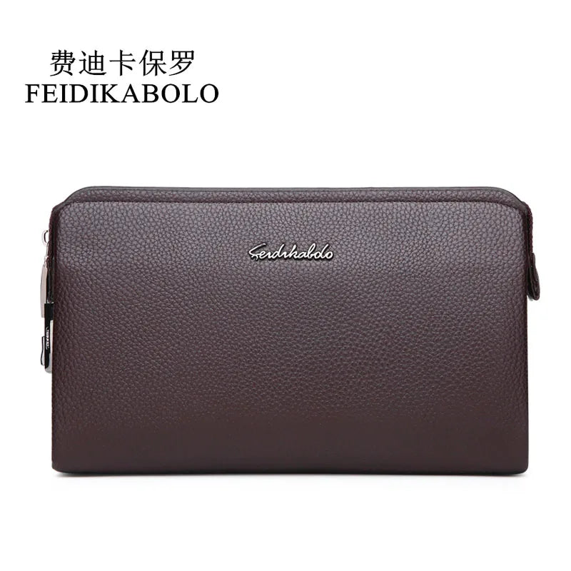 FEIDIKBOLO Leather Wallet Men Clutch Zipper Security Money bag