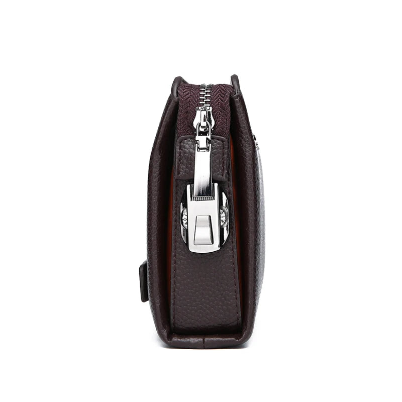 FEIDIKBOLO Leather Wallet Men Clutch Zipper Security Money bag
