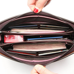 FEIDIKBOLO Leather Wallet Men Clutch Zipper Security Money bag