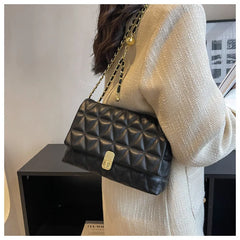 Quilted Chain Shoulder Bag Women Leather Handbag