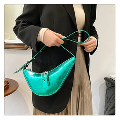 Stone Pattern Saddle Crossbody Bag for Women Eyelet Chain Handbags