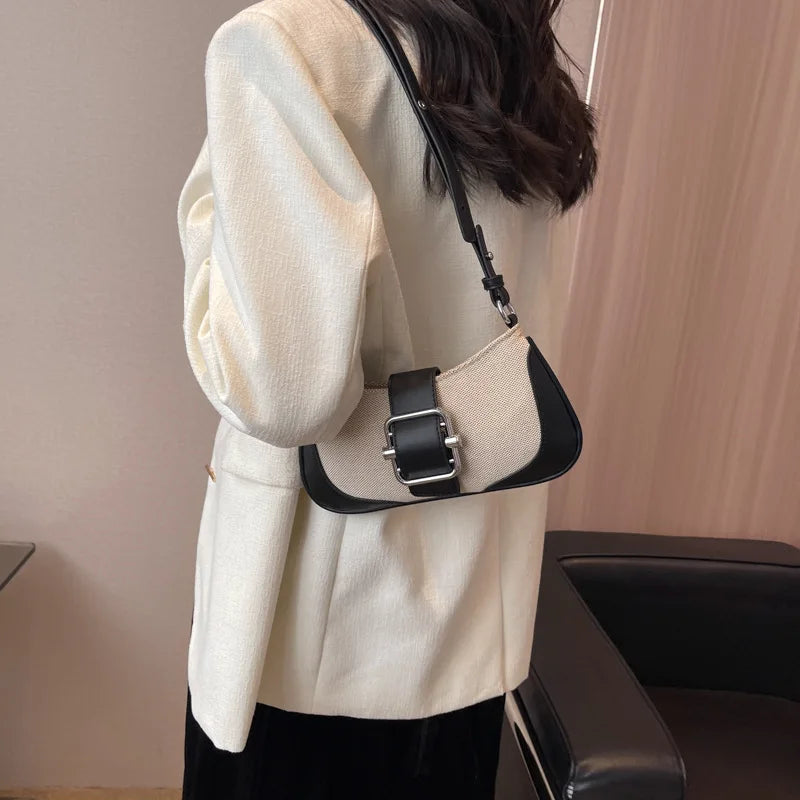 Canvas Underarm Bag Crossbody Shoulder Purse for Women