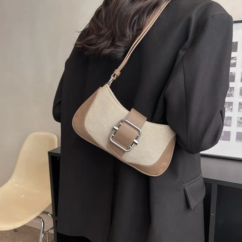 Canvas Underarm Bag Crossbody Shoulder Purse for Women