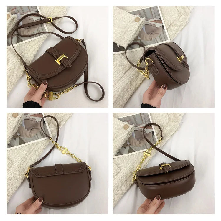 Vintage Semicircle Crossbody Bag Retro Shoulder Handbag