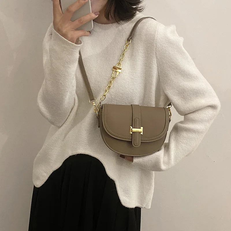 Vintage Semicircle Crossbody Bag Retro Shoulder Handbag
