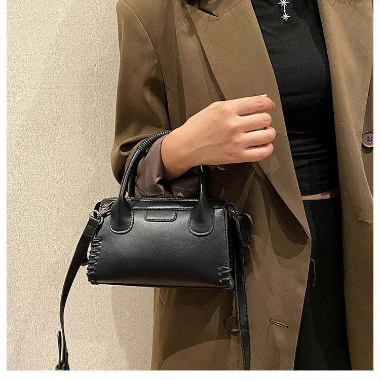 Solid Crossbody Bag for Women Spring Side Lace Up Shoulder Handbag