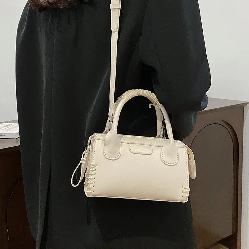 Solid Crossbody Bag for Women Spring Side Lace Up Shoulder Handbag