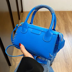 Solid Crossbody Bag for Women Spring Side Lace Up Shoulder Handbag