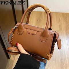 Solid Crossbody Bag for Women Spring Side Lace Up Shoulder Handbag