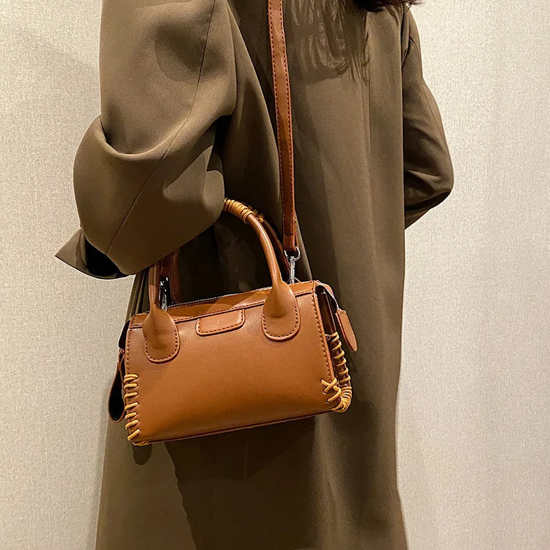 Solid Crossbody Bag for Women Spring Side Lace Up Shoulder Handbag