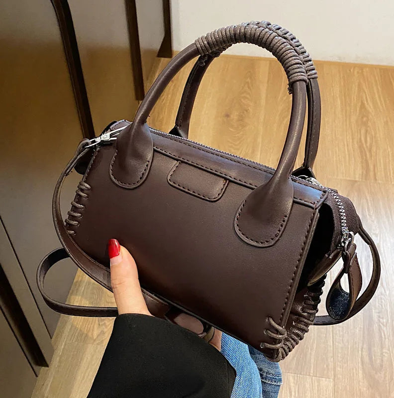 Solid Crossbody Bag for Women Spring Side Lace Up Shoulder Handbag