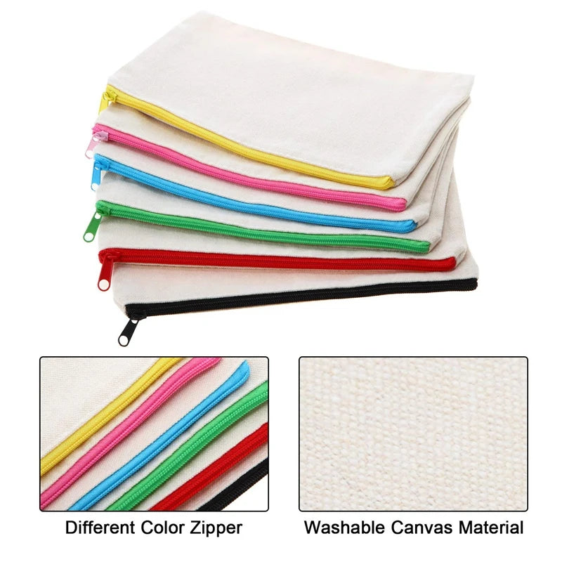 FGGS-12Pcs Multipurpose Cosmetic Bag Makeup Pouches with Zipper Canvas Bag