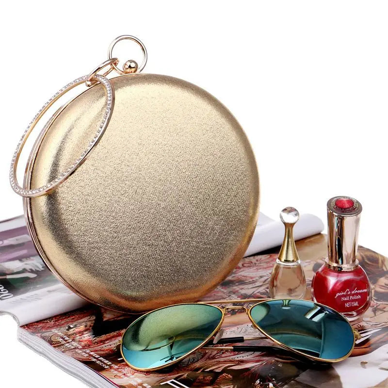 FGGS Round Evening Bags Diamonds Clutch Chain Shoulder Bags