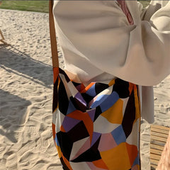 Retro Silk Scarf Leather Shoulder Bag