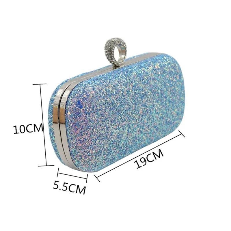 Sequins Clutch Purse Evening Bag Chain Messenger Handbag