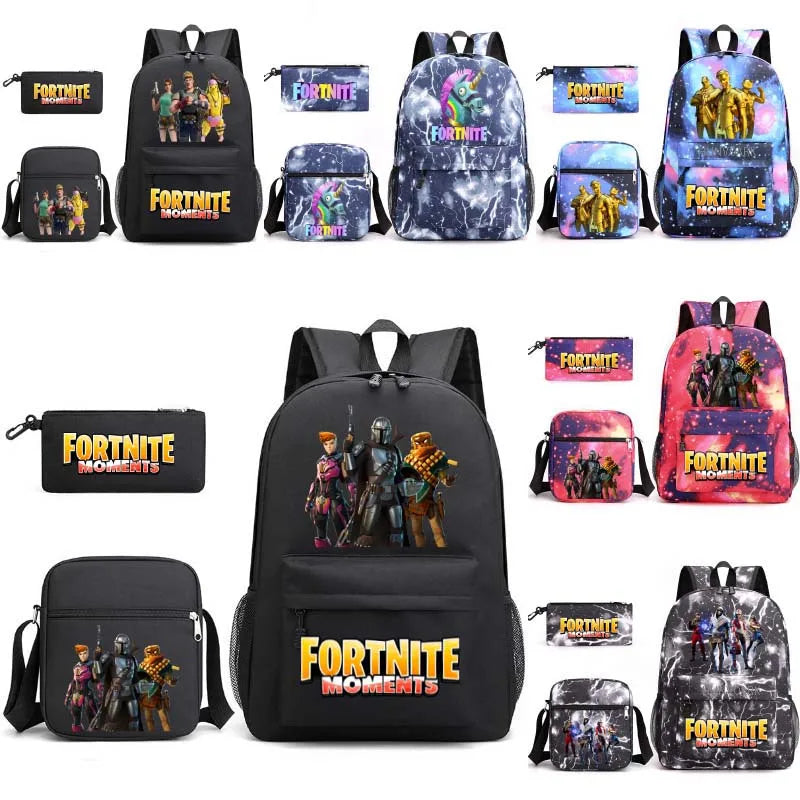 Canvas 3D Pattern School Bag Set for Women Men