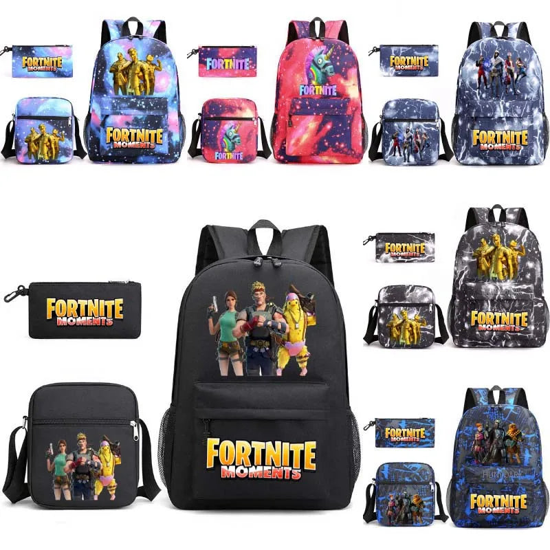 3Pcs/set Casual Canvas Backpack Book Bags for Teens