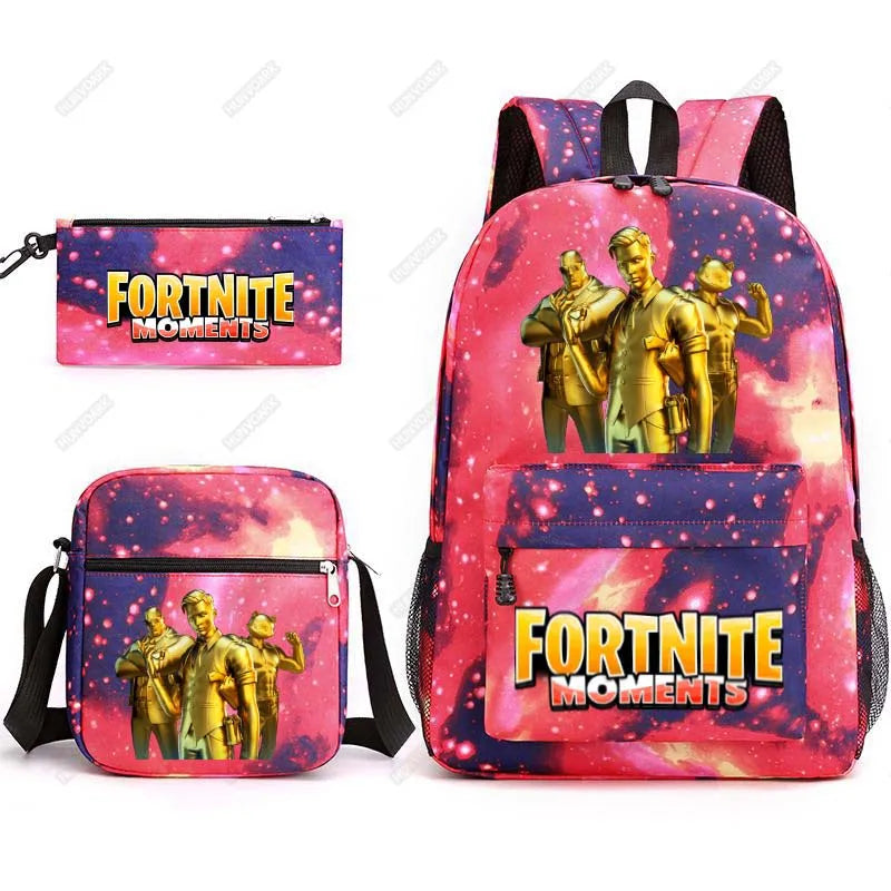 3Pcs/set Casual Canvas Backpack Book Bags for Teens