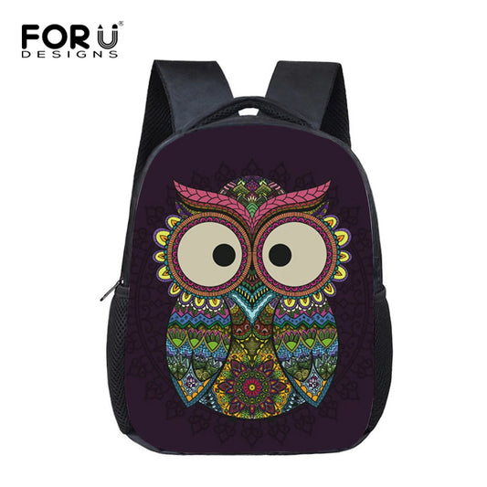Cartoon Owl Print School Book Bags for Little Kids Baby Girls Backpacks