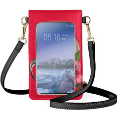 Roses Mobile Phone Bag PU Leather Shoulder Pouch