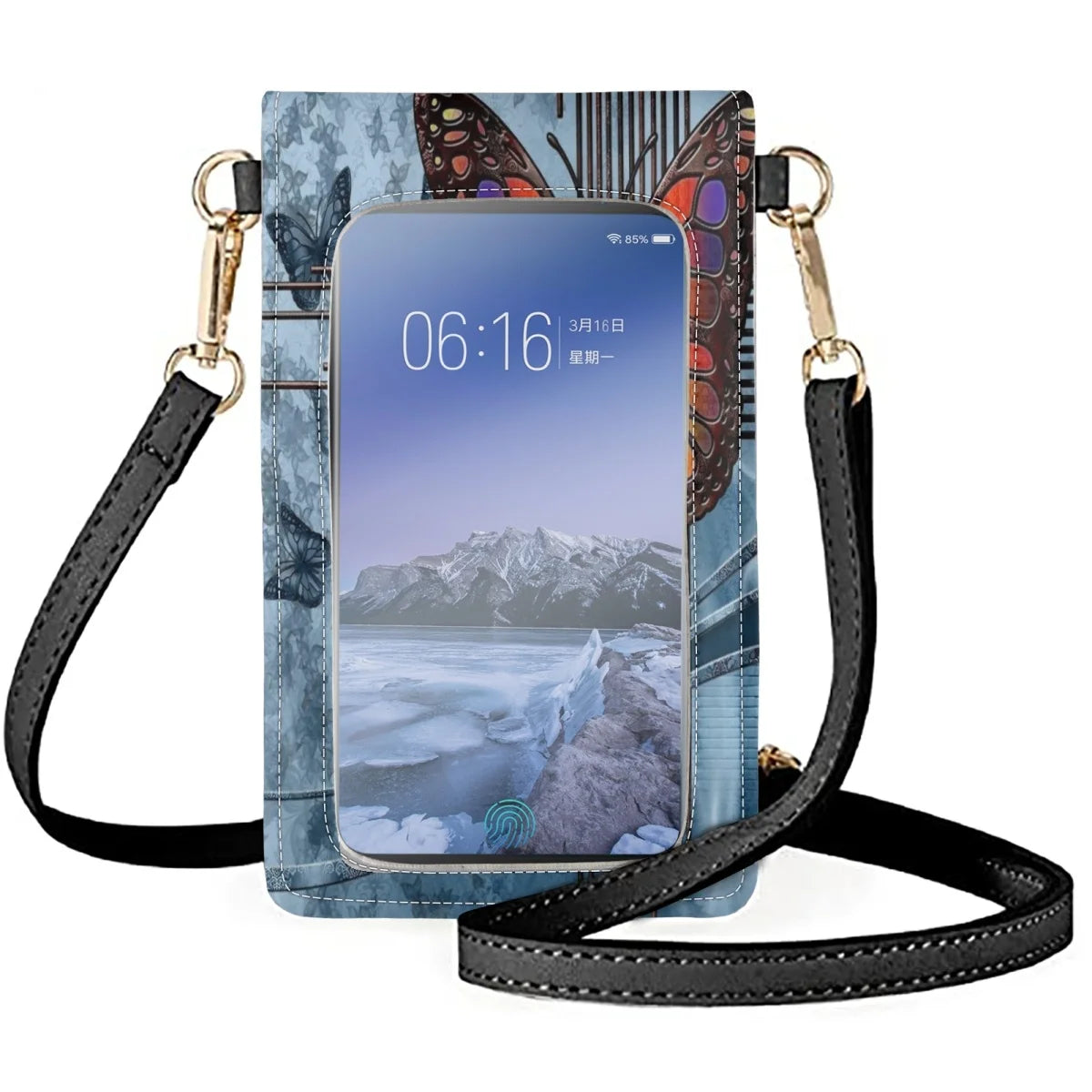 Vintage Dead Leaf Butterfly Cell Phone Bag Clamshell Handbag