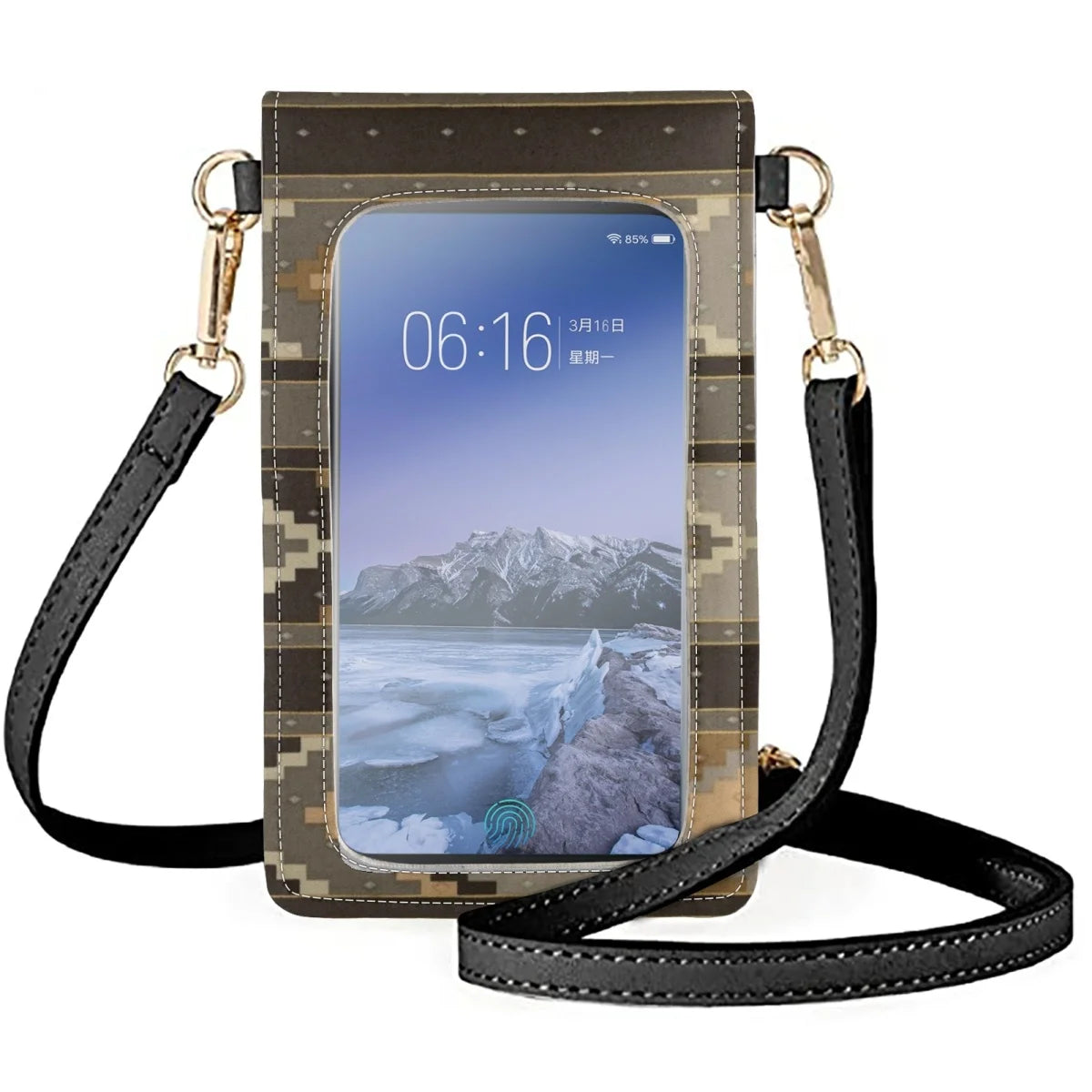 Ethnic Abstract Art Shoulder Mobile Phones Bags Geometric Vintage Square