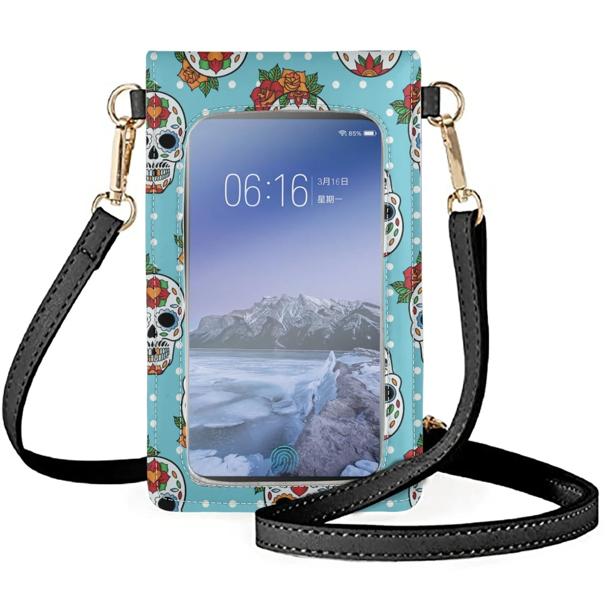 Mobile Phone Bags Flap Polka-dot Floral Skull Small Item Storage Bag Girls