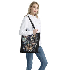 Gothic Rock Skull Printed Girl Tote Bag