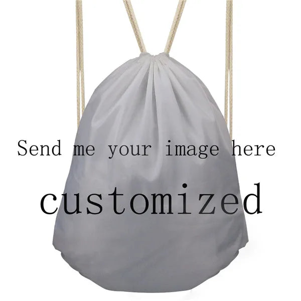 Lazy Pug Dog Pattern Drawstring Bag Shoulder Backpack Travel Storage Bag