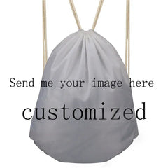 Lazy Pug Dog Pattern Drawstring Bag Shoulder Backpack Travel Storage Bag