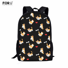 Corgi Pattern Kids School Bag Large Backpack Durable Bookpack
