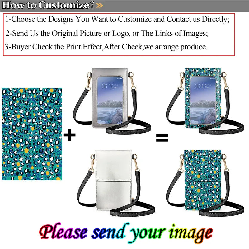 Puppy Pug Print Touch Screen Phone Bag for Women