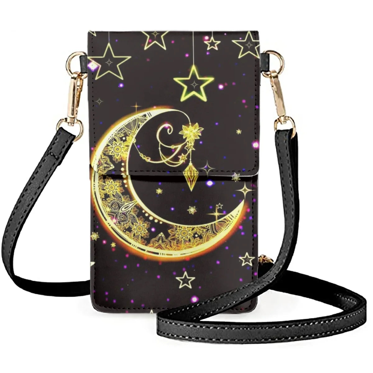 Women's Mobile Phone Bag Moon Star Diagonal Leather Makeup Storage
