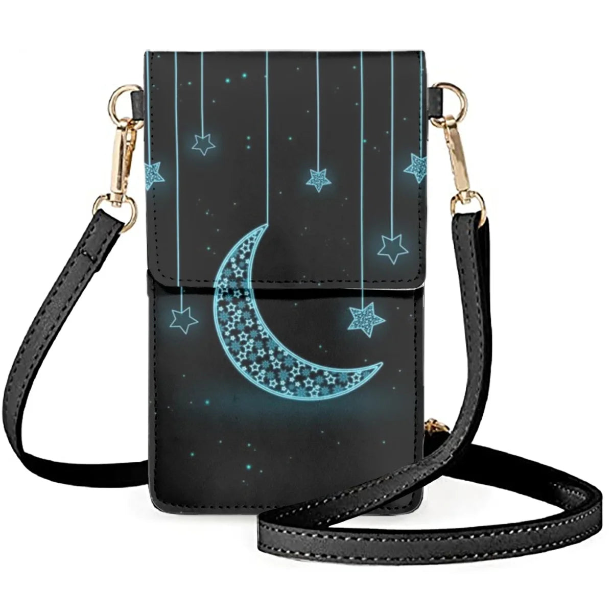 Women's Mobile Phone Bag Moon Star Diagonal Leather Makeup Storage