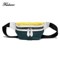 Canvas Bum Bag Panelled Shoulder Bags Fanny Pack For Women Girls