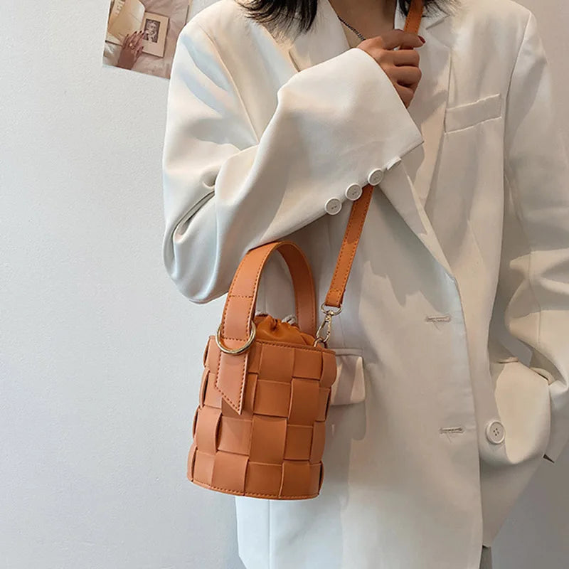 Summer Drawstring Bucket Bag PU Shoulder Totes WLHB2433