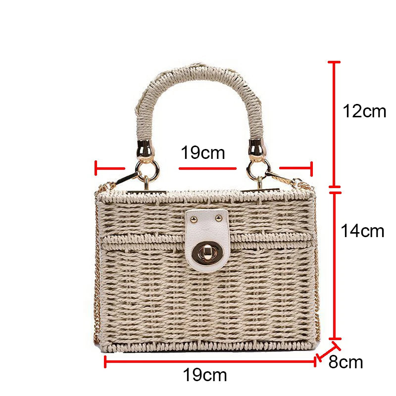 Straw Shoulder Bag Woven Messenger Beach Tote Handbag WLHB2369