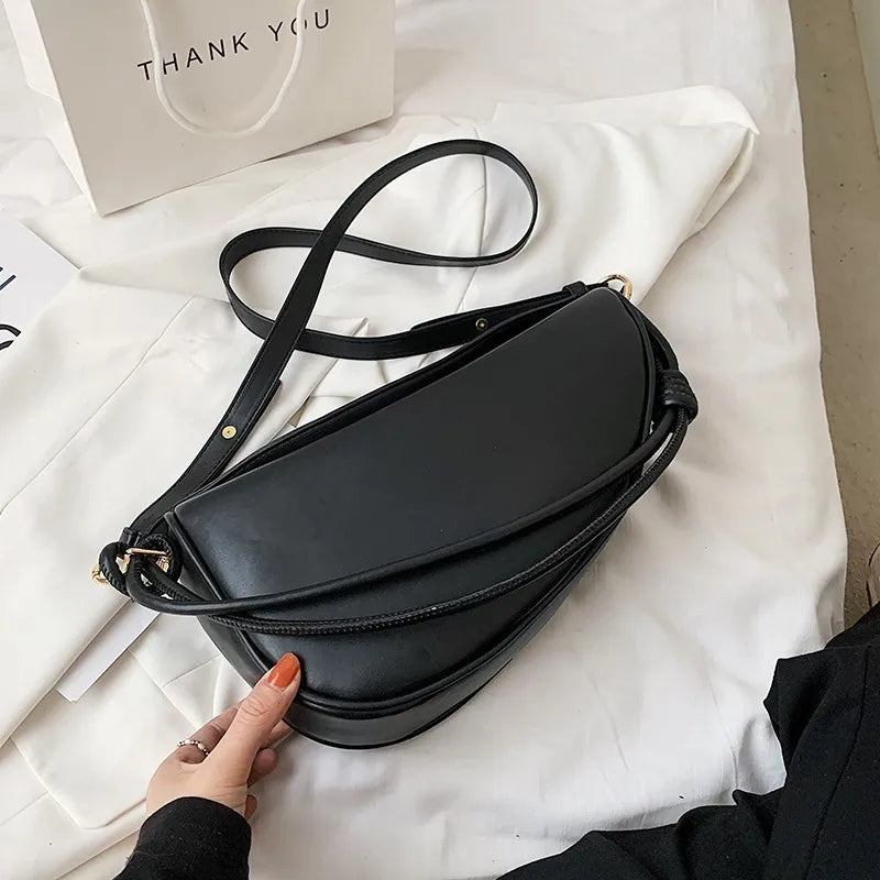 Solid Lady Half Moon Crossbody Bag Casual Underarm Bag WLHB2391