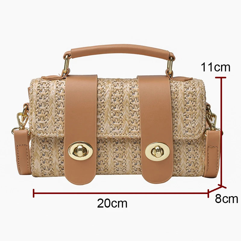 Retro Straw Crossbody Bag Rattan Handbag Beach Shoulder Female Bag WLHB2364