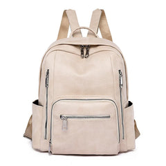 Vintage PU Leather Women Backpack Large Capacity Ladies School Bags