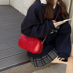 Vintage Ladies Handbags Crossbody Tote Bag PU Leather Shoulder Bag Red