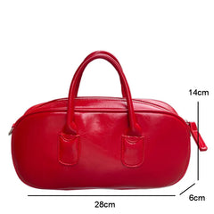 Vintage Ladies Handbags Crossbody Tote Bag PU Leather Shoulder Bag Red